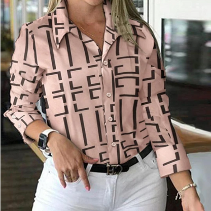 Women's Long-sleeved Casual Graphic Print Shirt